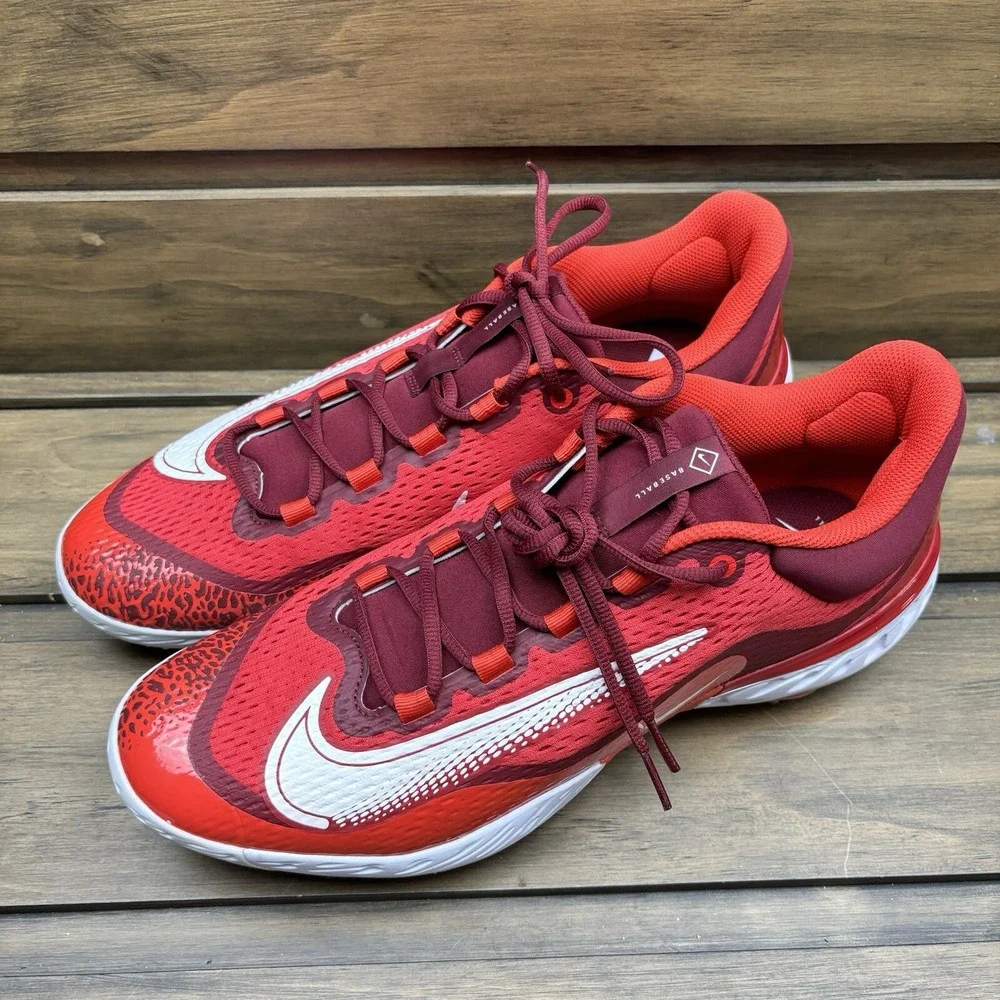 New Nike Alpha Huarache Elite 4 Low Red Baseball Cleats DJ6521-616 Men's Size 15
